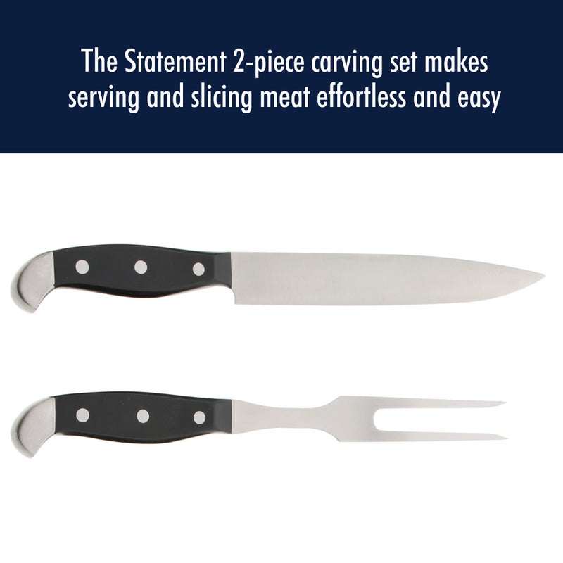 HENCKELS Statement Razor-Sharp 2-pc Carving Set, German Engineered Informed by 100+ Years of Mastery, Black/Stainless Steel - Image 2